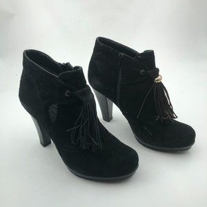 Elegan Black Suede Handmade Heeled Booties - 8.5 Inch - Timeless Elegance